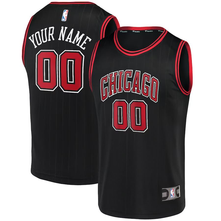 Men Chicago Bulls Fanatics Branded Black Fast Break Replica Custom NBA Jersey